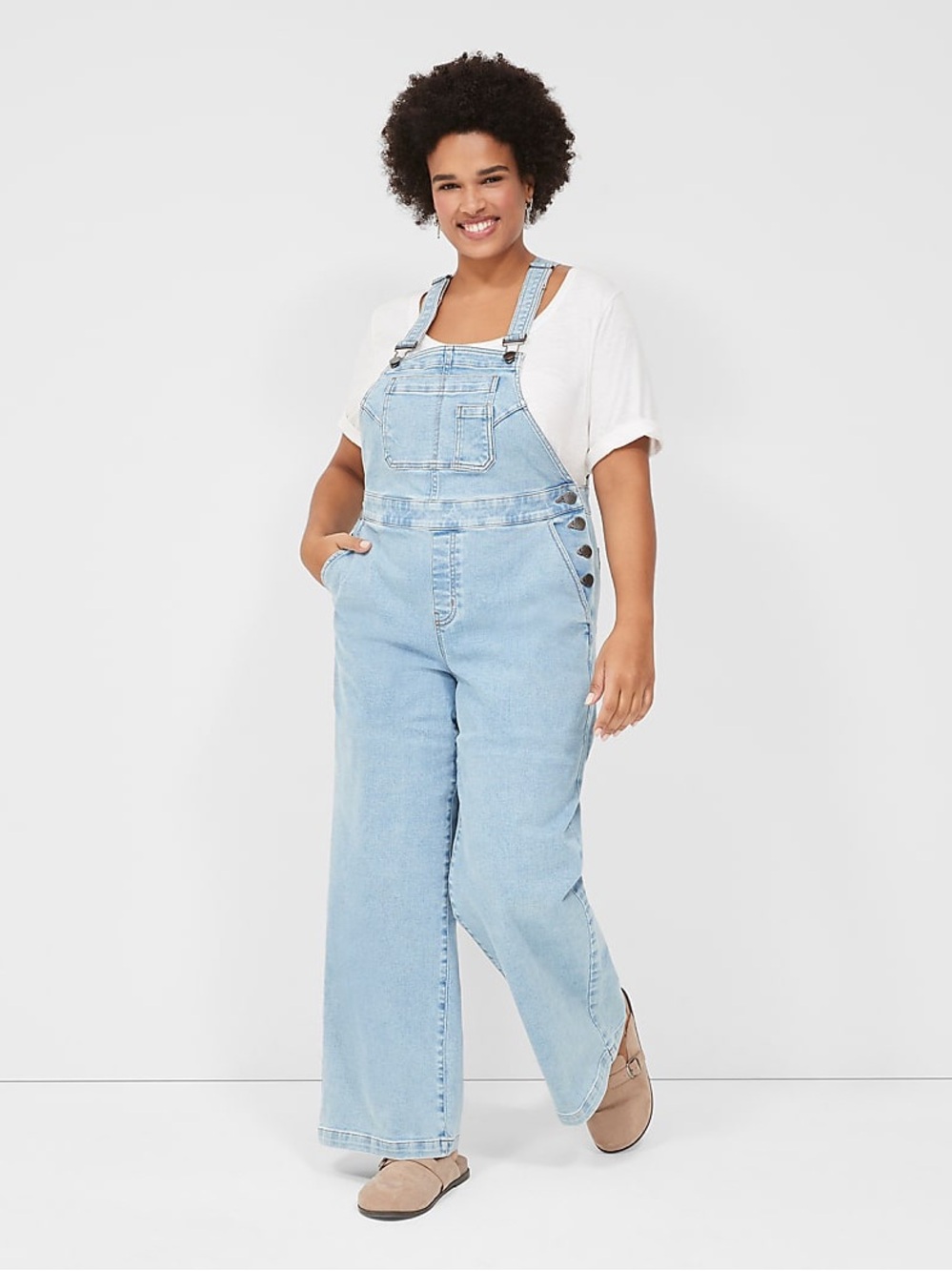 Lane Bryant • Wide Leg Denim Stretch Overalls